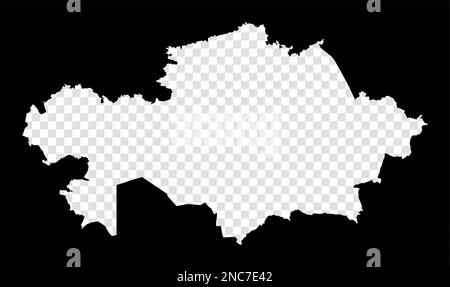 Schablonenkarte von Kasachstan. Einfache und minimale transparente Karte von Kasachstan. Schwarzes Rechteck mit ländlicher Schnittform. Stock Vektor