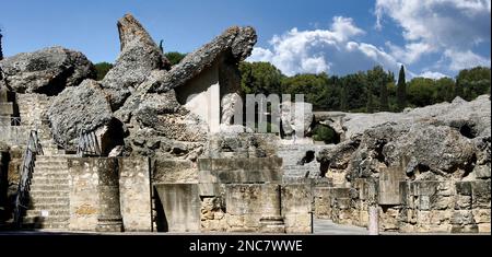 Italica (Sevilla) war die erste römische Kolonie in Spanien, gegründet von Scipio Africanus und war der Geburtsort von zwei Kaisern, Trajan und Hadrian Stockfoto