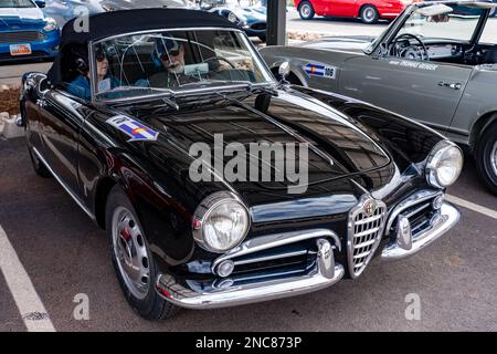 Ein italienischer Sportwagen aus dem Jahr 1957, Alfa Romeo Giulietta Spyder Veloce, bei der Colorado Grand Road Rallye. Stockfoto