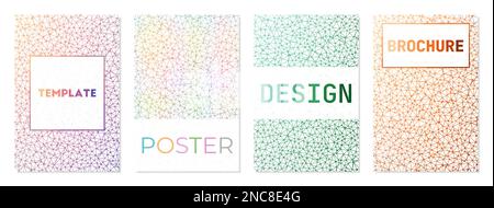 Satz von Abdeckungen im Technologiestil. Kann als Cover, Banner, Flyer, Poster, Visitenkarte, Broschüre. Ansprechende Kollektion mit geometrischem Hintergrund. Stock Vektor