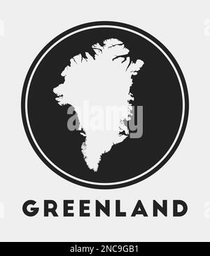 Symbol für Grönland. Rundes Logo mit Landkarte und Titel. Stilvolles Emblem mit Karte in Grönland. Vektordarstellung. Stock Vektor