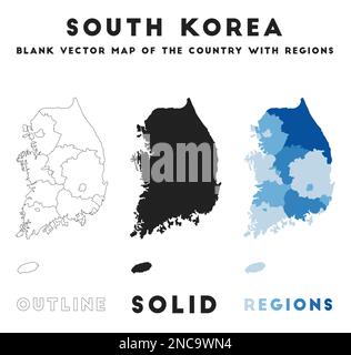 Südkorea-Karte. Grenzen Südkoreas für Ihre Infografik. Vektorform. Vektordarstellung. Stock Vektor