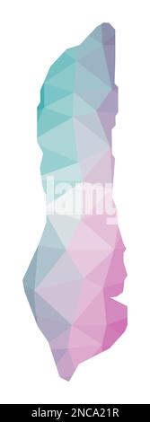Polygonale Karte von Grand Turk Island. Geometrische Darstellung der Insel in Smaragd- und Amethystfarben. Grand Turk Karte in flachem Poly Stil. Stock Vektor