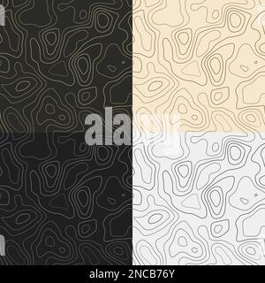 Topographiemuster. Nahtlose Kartenkacheln für Höhenlagen. Erstaunlicher isolierter Hintergrund. Erstaunliche Fliesenmuster. Vektordarstellung. Stock Vektor