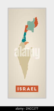 Israel Poster. Landkarte mit bunten Regionen. Form Israel mit Ländername. Leistungsstarke Vektordarstellung. Stock Vektor