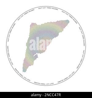 Salt Cay, rundes Logo der Turks Islands. Digitale Form von Salt Cay, Turks Islands im gepunkteten Kreis mit Inselnamen. Stock Vektor