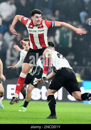 Derby, Großbritannien. 14. Februar 2023. Während des EFL Sky Bet League 1-Spiels zwischen Derby County und Lincoln am 14. Februar 2023 im Pride Park Stadium in Derby, England. Foto: Mark Dunn. Nur redaktionelle Verwendung, Lizenz für kommerzielle Verwendung erforderlich. Keine Verwendung bei Wetten, Spielen oder Veröffentlichungen von Clubs/Ligen/Spielern. Kredit: UK Sports Pics Ltd/Alamy Live News Stockfoto