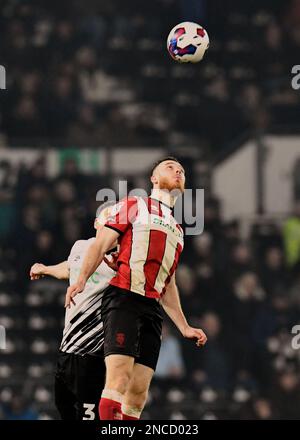 Derby, Großbritannien. 14. Februar 2023. Während des EFL Sky Bet League 1-Spiels zwischen Derby County und Lincoln am 14. Februar 2023 im Pride Park Stadium in Derby, England. Foto: Mark Dunn. Nur redaktionelle Verwendung, Lizenz für kommerzielle Verwendung erforderlich. Keine Verwendung bei Wetten, Spielen oder Veröffentlichungen von Clubs/Ligen/Spielern. Kredit: UK Sports Pics Ltd/Alamy Live News Stockfoto