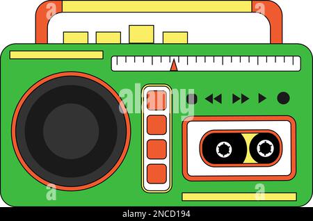 Kassettenrekorder. Stil der 80s und 90s Jahre Stock Vektor