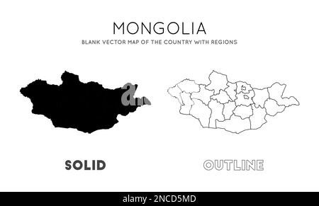 Mongolei Karte. Leere Vektorkarte des Landes mit Regionen. Grenzen der Mongolei für Ihre Infografik. Vektorabbildung. Stock Vektor