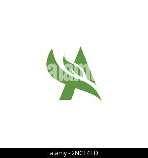 Design der „Green Eco Letter A“-Logovorlage Stock Vektor