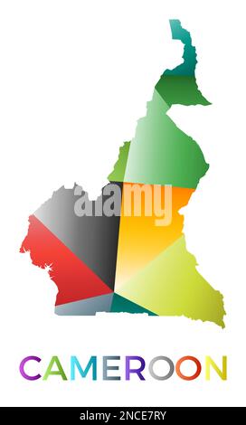Leuchtende kamerunische Form. Mehrfarbiges, geometrisches Länderlogo. Modernes, trendiges Design. Leistungsstarke Vektordarstellung. Stock Vektor