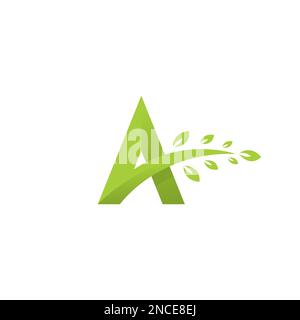 Logo-Design mit dem Buchstaben „A Leaf Growth“ Stock Vektor