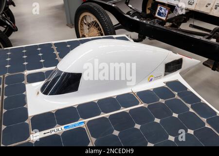 Solarbetriebenes Fahrzeug Sunswift Ivy im Inverell Transport Museum im Norden von New South wales, australien, schnellstes Solarfahrzeug 2011 Stockfoto