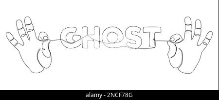 Eine durchgehende Handlinie mit Geisterwort. Vektorkonzept zur Darstellung dünner Linien. Kontur Zeichnen kreativer Ideen. Stock Vektor