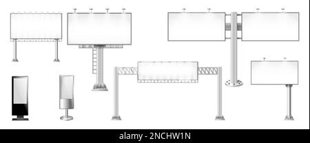 Realistische Metallmasten mit leeren Werbetafeln isolierte Vektordarstellung Stock Vektor
