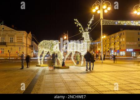 Czestochowa, Polen - 31. Dezember 2023: Stadtzentrum von Czеstochowa am Heiligabend. Reisen Stockfoto