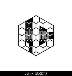 Vektordarstellung des LC-Logos mit Wabenmuster. Stock Vektor