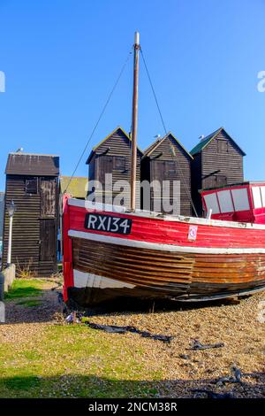 NET Huts, East Sussex, Großbritannien Stockfoto