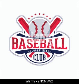 Logo-Design mit Baseballvektor für Sportmannschaft. Vektordarstellung Stock Vektor