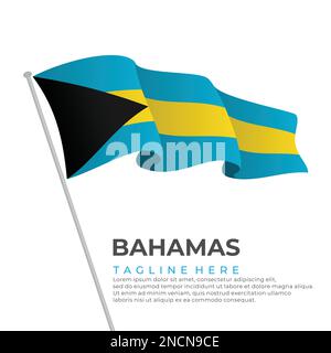 Modernes Design mit der Flagge der Bahamas. Vektordarstellung Stock Vektor