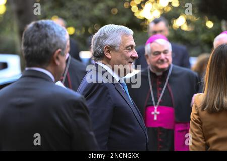 Außenminister Antonio Tajani anlässlich der Feierlichkeiten zum 94. Jahrestag der Lateranpakte und zum 39. Jahrestag des Änderungsabkommens Stockfoto