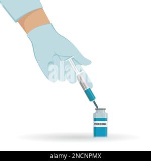 Der Arzt bereitet den Impfstoff für die Impfung vor. Vektordarstellung. Stock Vektor