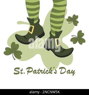 st. patricks Day Banner Happy St. patrick's Day Kobold Beine und Klee Stock Vektor