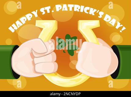 Fröhliche St. patrick-Feier und glückliches Hufeisen Stock Vektor