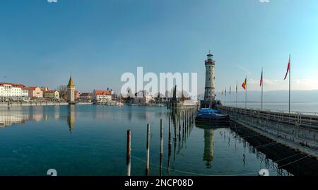 Hafen, Mangturm, Neuer Lindauer Leuchtturm - der neue Leuchtturm Stockfoto