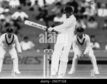 England batsman David Gower is out for 100 runs, caught and bowled by Bruce Reid during the fourth Test match against Australia played in Melbourne, Australia, on Dec. 27, 1990. England won by an innings and fourteen runs and won the Ashes series. (AP Photo)
