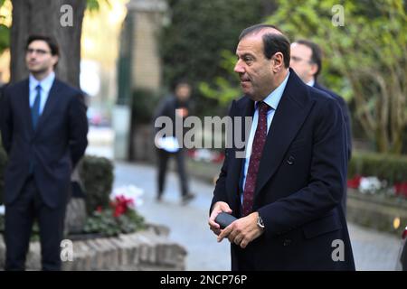 Maurizio Leo Stellvertretender Minister für Wirtschaft und Finanzen anlässlich der Feierlichkeiten zum 94. Jahrestag der Lateranpakte und zum 39. Jahrestag der Stockfoto