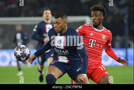 Paris, Frankreich. 14/02/2023, Kylian Mbappe der PSG während der UEFA Champions League-Runde von 16 Spielabschnitt 1 zwischen Paris Saint-Germain und dem FC Bayern München im Stadion Parc des Princes am 14. Februar 2023 in Paris, Frankreich. Foto von ABACAPRESS.COM Stockfoto