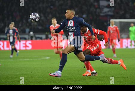 Paris, Frankreich. 14/02/2023, Kylian Mbappe der PSG während der UEFA Champions League-Runde von 16 Spielabschnitt 1 zwischen Paris Saint-Germain und dem FC Bayern München im Stadion Parc des Princes am 14. Februar 2023 in Paris, Frankreich. Foto von ABACAPRESS.COM Stockfoto