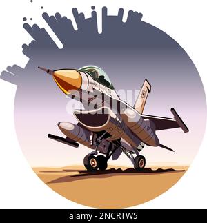 Vektor Cartoon Military Jet Fighter Flugzeug. Verfügbares EPS-10-Vektorformat, das durch Gruppen und Ebenen getrennt ist, für eine einfache Bearbeitung Stock Vektor