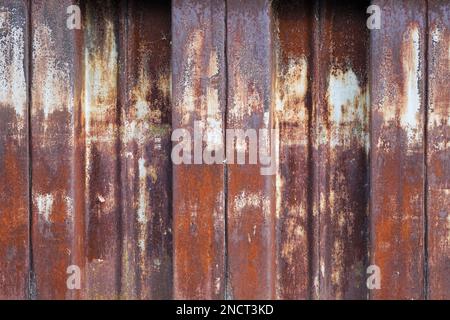 Alte rostige Metallwand als Hintergrund. Stockfoto