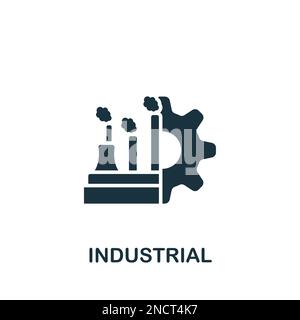 Industrielle Ikone. Einfarbiges einfaches Schild aus der Engineering Collection. Industriesymbol für Logos, Vorlagen, Webdesign und Infografiken. Stock Vektor