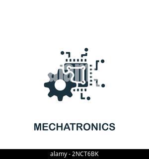 Mechatronik-Symbol. Einfarbiges einfaches Schild aus der Engineering Collection. Mechatronik-Symbol für Logo, Vorlagen, Webdesign und Infografiken. Stock Vektor