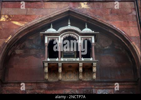 Antike Window im Jama Masjid, Neu-Delhi, Indien Stockfoto