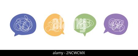 Depressive Symbole, schlechte Laune, psychische Störungen, Depressionssymbole Stock Vektor