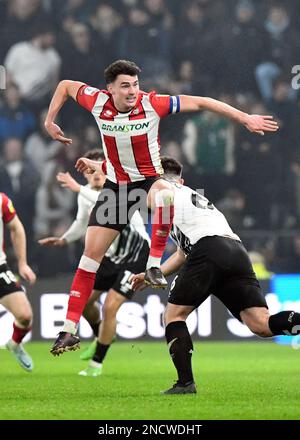 Derby, Großbritannien. 14. Februar 2023. Während des EFL Sky Bet League 1-Spiels zwischen Derby County und Lincoln am 14. Februar 2023 im Pride Park Stadium in Derby, England. Foto: Mark Dunn. Nur redaktionelle Verwendung, Lizenz für kommerzielle Verwendung erforderlich. Keine Verwendung bei Wetten, Spielen oder Veröffentlichungen von Clubs/Ligen/Spielern. Kredit: UK Sports Pics Ltd/Alamy Live News Stockfoto