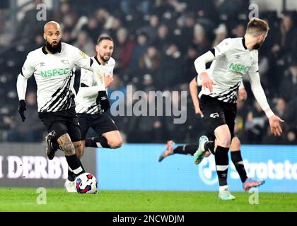 Derby, Großbritannien. 14. Februar 2023. David McGoldrick (Derby County) während des EFL Sky Bet League 1-Spiels zwischen Derby County und Lincoln am 14. Februar 2023 im Pride Park Stadium in Derby, England. Foto: Mark Dunn. Nur redaktionelle Verwendung, Lizenz für kommerzielle Verwendung erforderlich. Keine Verwendung bei Wetten, Spielen oder Veröffentlichungen von Clubs/Ligen/Spielern. Kredit: UK Sports Pics Ltd/Alamy Live News Stockfoto