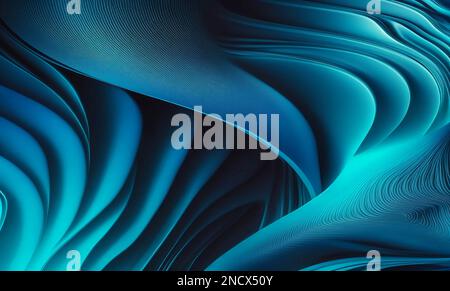 Abstrakter blauer Hintergrund, Tapete von Wellen, Schleierstruktur, dynamische Formzusammensetzung Stockfoto