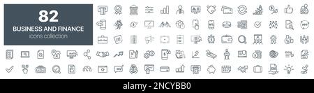 Symbolsammlung für Geschäfts- und Finanzlinien. Vektordarstellung EPS10 Stock Vektor