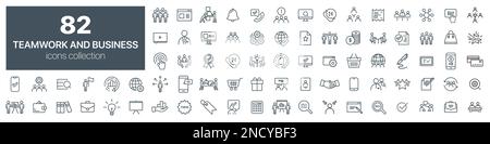 Kollektion aus Symbolen für Teamwork und Geschäftsbereiche. Vektordarstellung EPS10 Stock Vektor