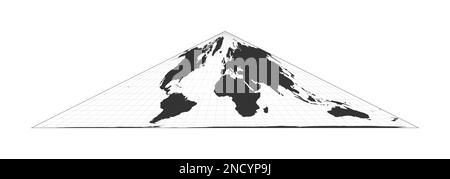 Karte der Welt. Kollignon-EQUAL-Area-pseudozylindrische Projektion. Globus mit Breiten- und Längengrad-Netz. Stock Vektor