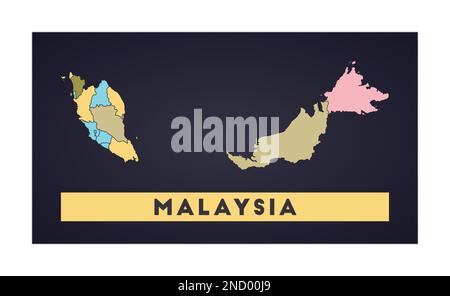 Malaysische Karte. Länderposter mit Regionen. Form Malaysia mit Ländername. Fantastische Vektordarstellung. Stock Vektor