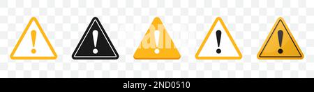 Sammlung von Gefahrensymbolen. Satz gelber Warnzeichen-Symbole. Vektordarstellung Stock Vektor