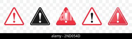 Sammlung von Gefahrensymbolen. Satz von Warnzeichen in Rot. Vektordarstellung Stock Vektor