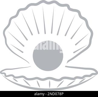 Open Shell mit Pearls Logo, Shell, Logo, Symbol, Hintergrund Stock Vektor